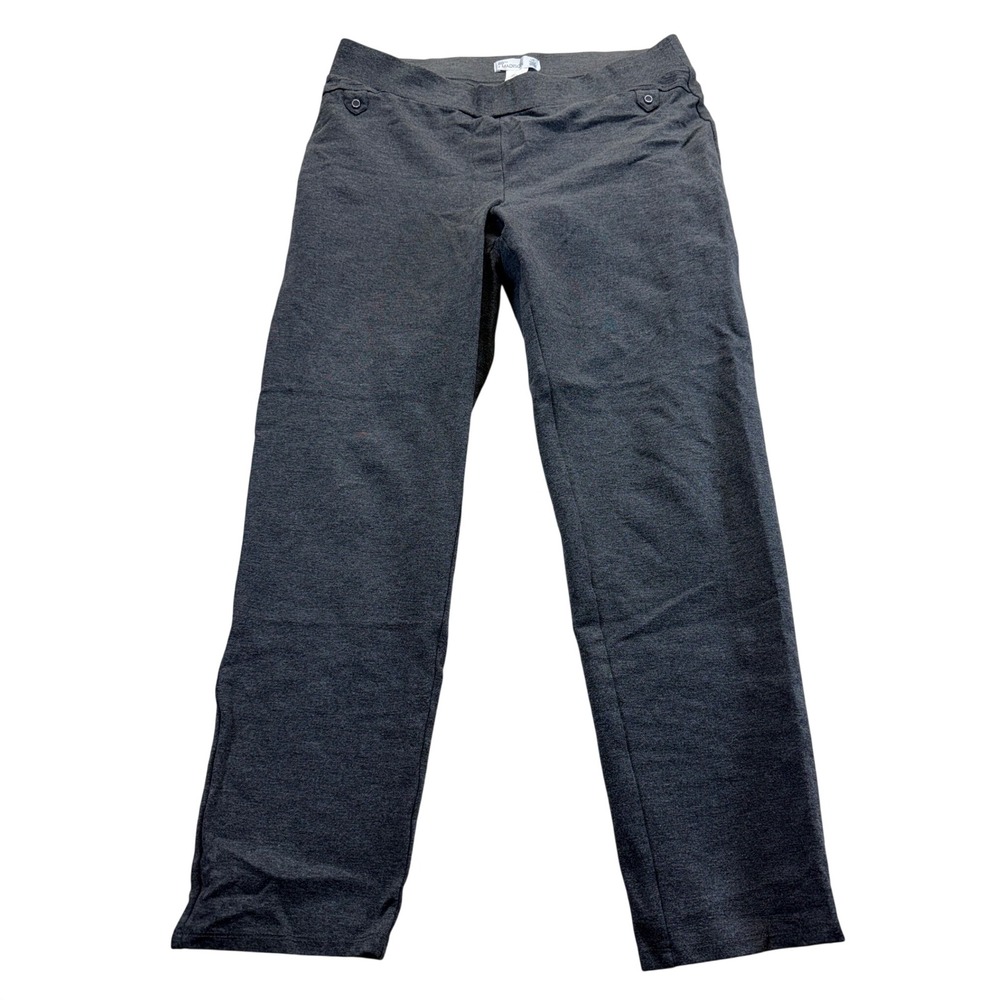 89th + Madison Pants Womens L Gray Straight Leg Stretch Pull On Ponte Knit